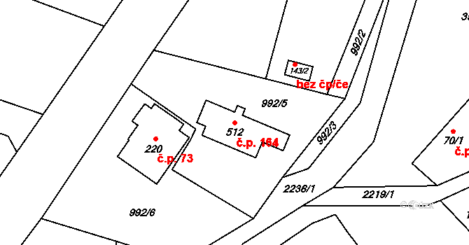 Pecerady 164, Týnec nad Sázavou na parcele st. 512 v KÚ Pecerady, Katastrální mapa
