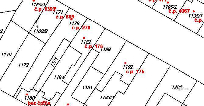 Ratíškovice 38918439 na parcele st. 1189 v KÚ Ratíškovice, Katastrální mapa
