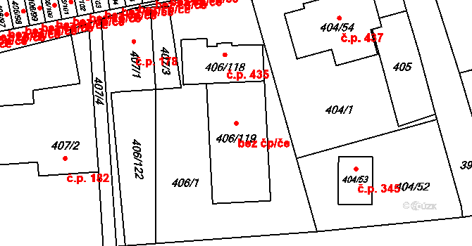 Třinec 41729439 na parcele st. 406/119 v KÚ Dolní Líštná, Katastrální mapa