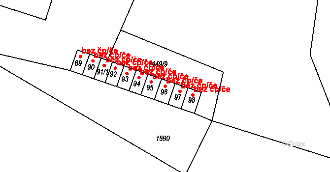 Kožlany 41897439 na parcele st. 96 v KÚ Dřevec, Katastrální mapa