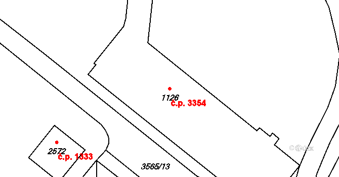 Zlín 3354 na parcele st. 1126 v KÚ Zlín, Katastrální mapa