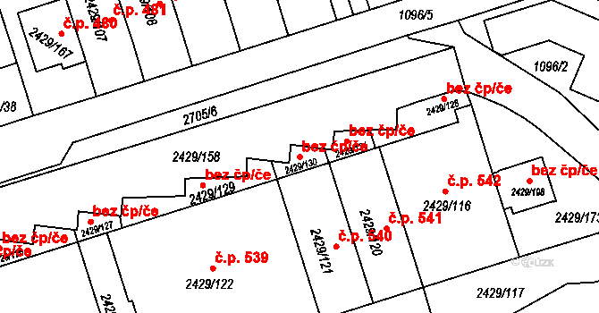 Dačice 42458439 na parcele st. 2429/130 v KÚ Dačice, Katastrální mapa