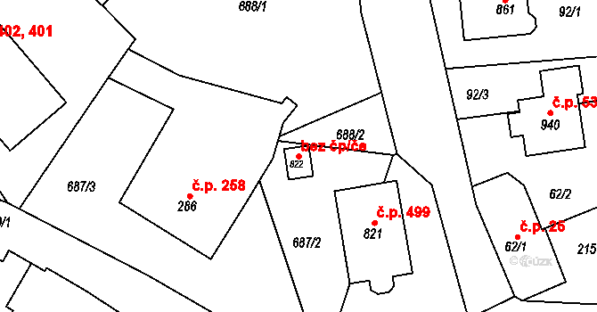 Skalná 42690439 na parcele st. 822 v KÚ Skalná, Katastrální mapa
