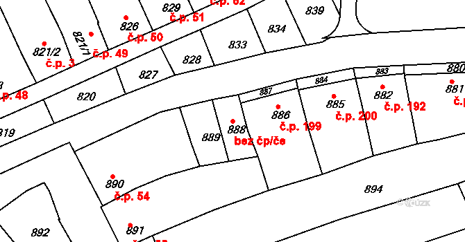Nivnice 42707439 na parcele st. 888 v KÚ Nivnice, Katastrální mapa
