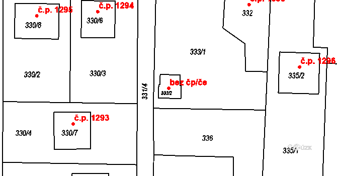 Příbor 43054439 na parcele st. 333/2 v KÚ Klokočov u Příbora, Katastrální mapa