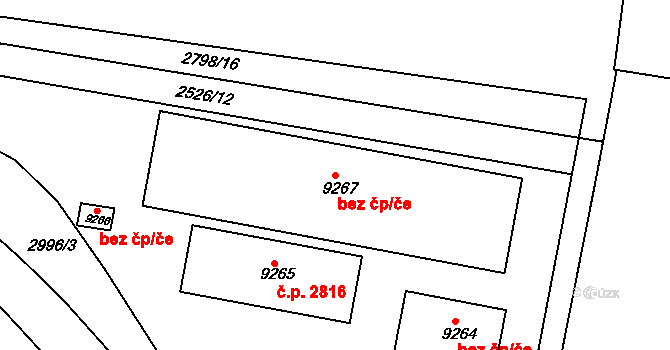 Pardubice 43083439 na parcele st. 9267 v KÚ Pardubice, Katastrální mapa