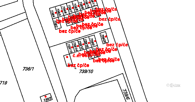 Brno 43112439 na parcele st. 739/17 v KÚ Veveří, Katastrální mapa