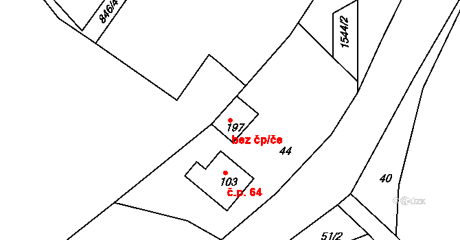 Broumov 46364439 na parcele st. 197 v KÚ Rožmitál, Katastrální mapa