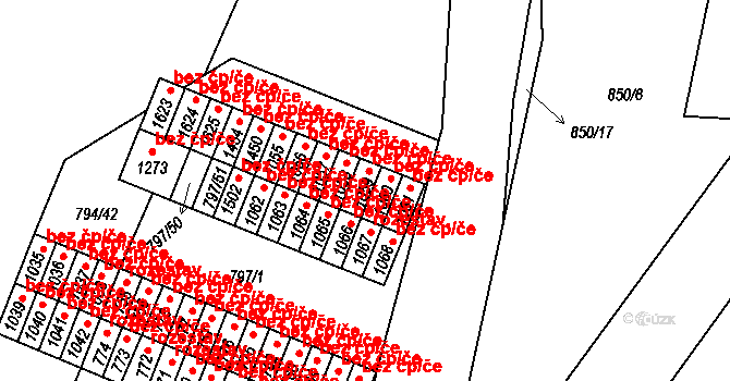 Lišov 46937439 na parcele st. 1059 v KÚ Lišov, Katastrální mapa