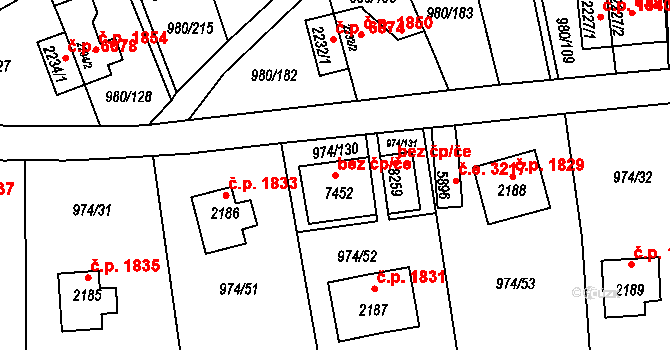 Zlín 48175439 na parcele st. 7452 v KÚ Zlín, Katastrální mapa