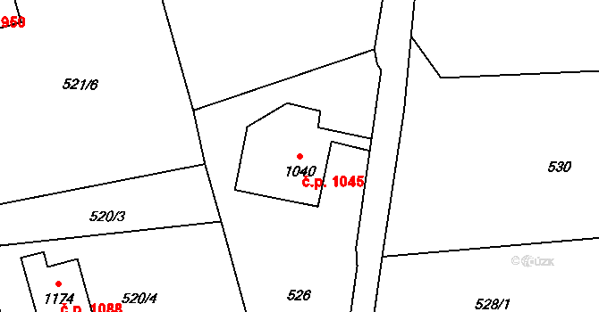 Krásná Lípa 1045 na parcele st. 1040 v KÚ Krásná Lípa, Katastrální mapa