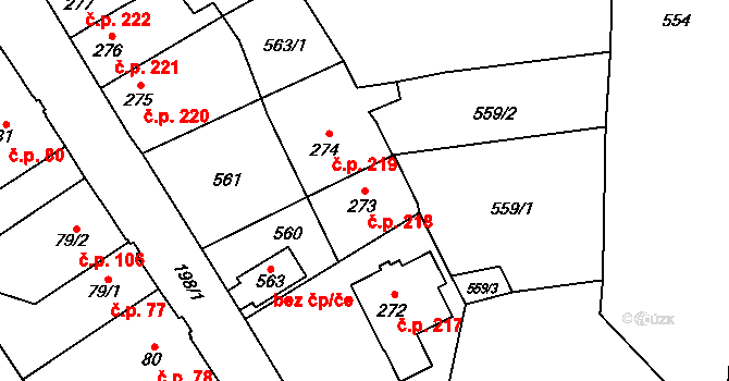 Staré Město nad Metují 218, Náchod na parcele st. 273 v KÚ Staré Město nad Metují, Katastrální mapa