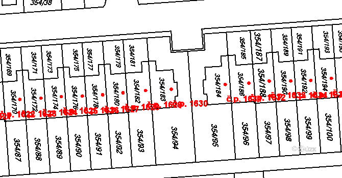 Slavkov u Brna 1630 na parcele st. 354/183 v KÚ Slavkov u Brna, Katastrální mapa