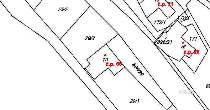 Řepová 66, Mohelnice na parcele st. 19 v KÚ Řepová, Katastrální mapa