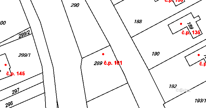 Stachovice 101, Fulnek na parcele st. 289 v KÚ Stachovice, Katastrální mapa