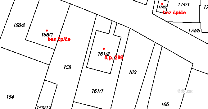 Chvalovice 266 na parcele st. 161/2 v KÚ Chvalovice, Katastrální mapa