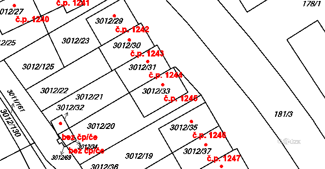 Kopřivnice 1245 na parcele st. 3012/33 v KÚ Kopřivnice, Katastrální mapa