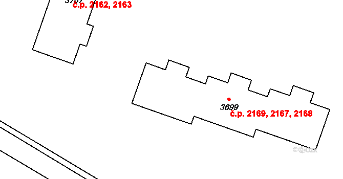 Rakovník II 2167,2168,2169, Rakovník na parcele st. 3699 v KÚ Rakovník, Katastrální mapa
