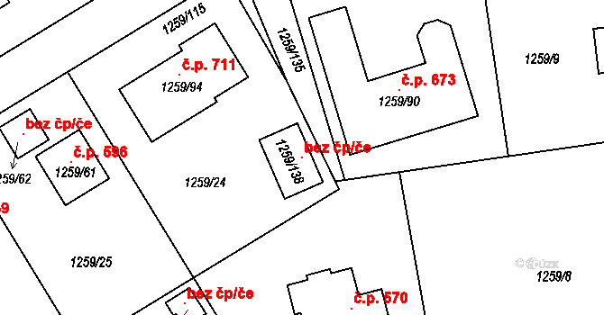 Proboštov 97829439 na parcele st. 1259/138 v KÚ Proboštov u Teplic, Katastrální mapa