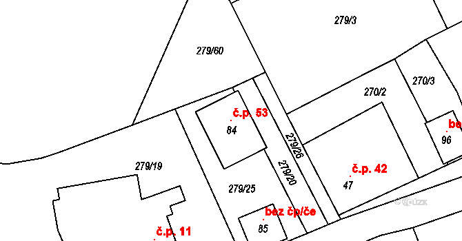 Lípa 53, Všestary na parcele st. 84 v KÚ Lípa u Hradce Králové, Katastrální mapa