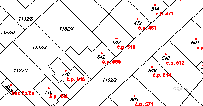 Kvasice 595 na parcele st. 642 v KÚ Kvasice, Katastrální mapa