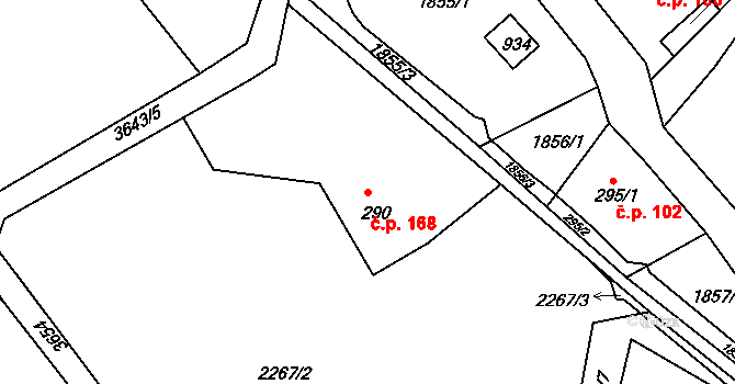 Staré Křečany 168 na parcele st. 290 v KÚ Staré Křečany, Katastrální mapa
