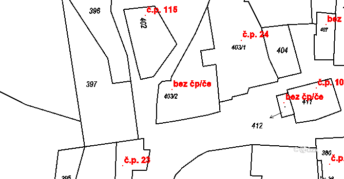 Syrovín 103227440 na parcele st. 403/2 v KÚ Syrovín, Katastrální mapa