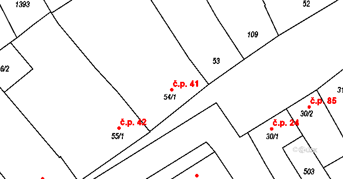 Čelčice 41 na parcele st. 54/1 v KÚ Čelčice, Katastrální mapa