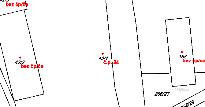 Šlotava 24, Budiměřice na parcele st. 42/1 v KÚ Šlotava, Katastrální mapa