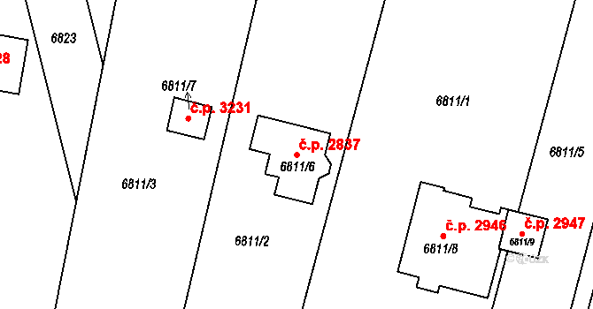 Přerov I-Město 2837, Přerov na parcele st. 6811/6 v KÚ Přerov, Katastrální mapa