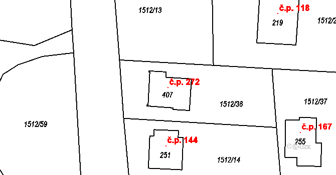 Olbramovice Ves 272, Olbramovice na parcele st. 407 v KÚ Olbramovice u Votic, Katastrální mapa