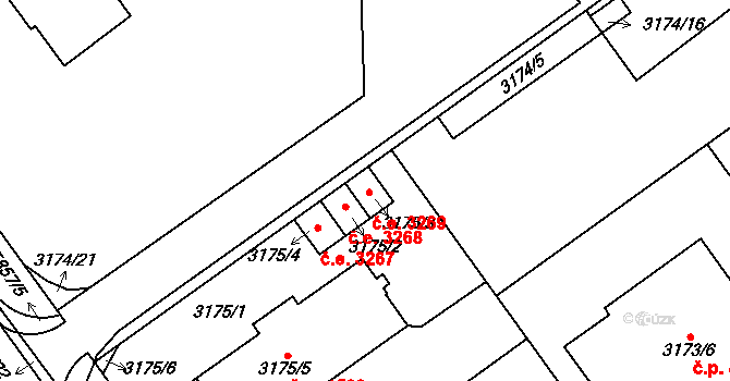 Jihlava 3269 na parcele st. 3175/3 v KÚ Jihlava, Katastrální mapa