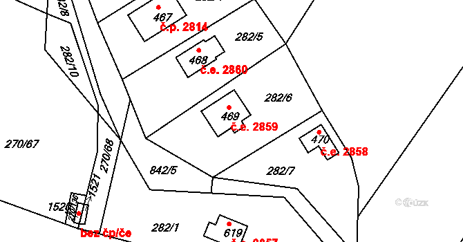 Těptín 2859, Kamenice na parcele st. 469 v KÚ Těptín, Katastrální mapa