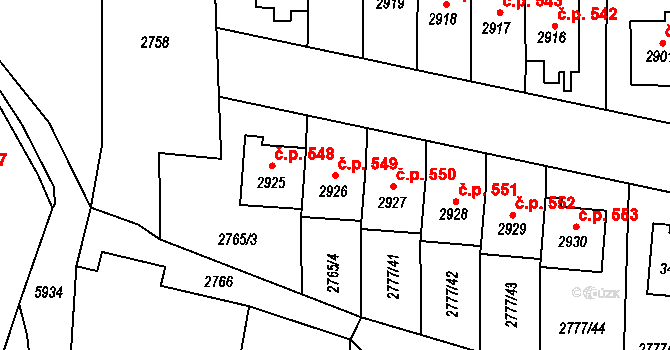 Dolní Předměstí 549, Polička na parcele st. 2926 v KÚ Polička, Katastrální mapa
