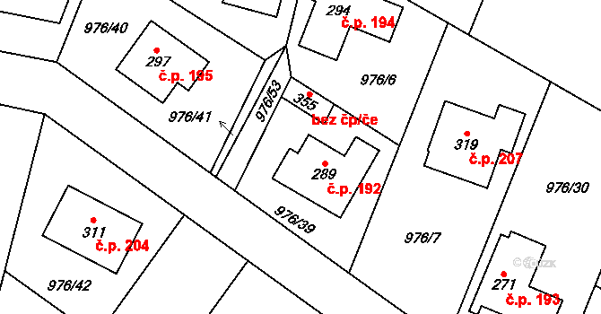 Želivec 192, Sulice na parcele st. 289 v KÚ Sulice, Katastrální mapa