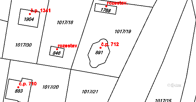 Hluboká nad Vltavou 712, Katastrální mapa