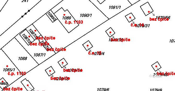 Trnovany 12, Teplice na parcele st. 1079/4 v KÚ Teplice-Trnovany, Katastrální mapa