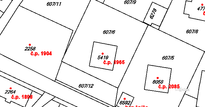 Cheb 1965 na parcele st. 5419 v KÚ Cheb, Katastrální mapa