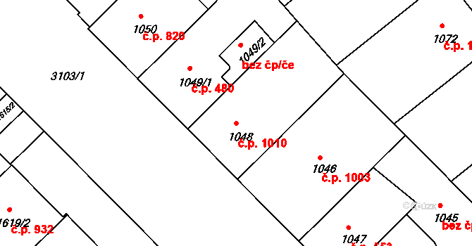 Nusle 1010, Praha na parcele st. 1048 v KÚ Nusle, Katastrální mapa