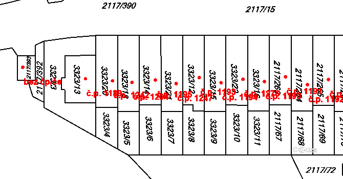 Chodov 1247, Praha na parcele st. 3323/21 v KÚ Chodov, Katastrální mapa