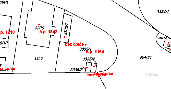 Smíchov 1164, Praha na parcele st. 3335/1 v KÚ Smíchov, Katastrální mapa