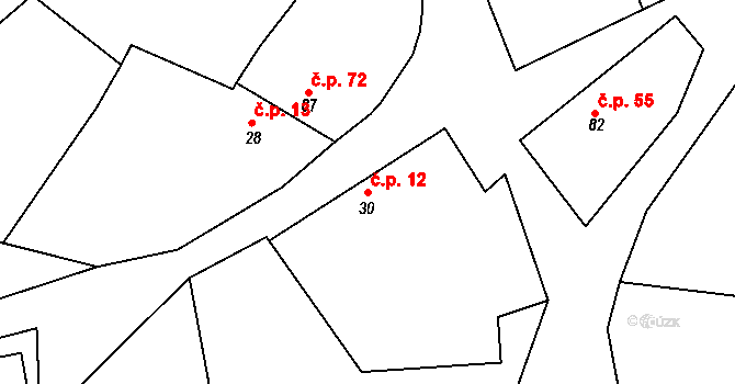 Zduchovice 12 na parcele st. 30 v KÚ Zduchovice, Katastrální mapa
