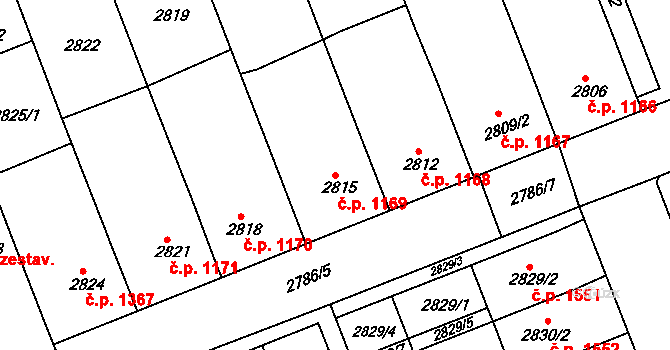 Strážnice 1169 na parcele st. 2815 v KÚ Strážnice na Moravě, Katastrální mapa