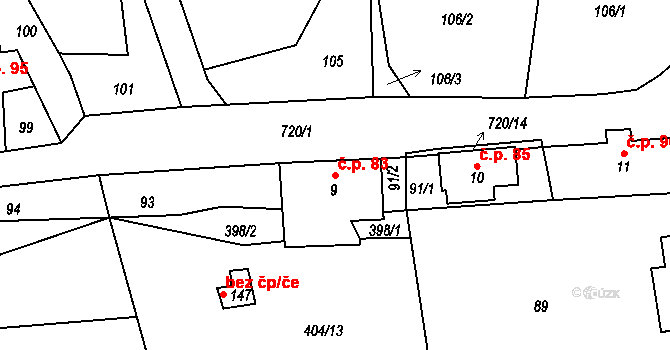 Andělská Hora 83, Chrastava na parcele st. 9 v KÚ Andělská Hora u Chrastavy, Katastrální mapa