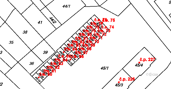 Ořechov 70 na parcele st. 45/11 v KÚ Ořechov, Katastrální mapa