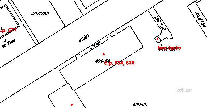 Ráj 534,535, Karviná na parcele st. 499/54 v KÚ Ráj, Katastrální mapa