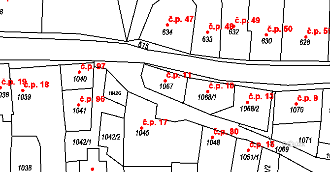 Úštěk-České Předměstí 11, Úštěk na parcele st. 1067 v KÚ Úštěk, Katastrální mapa