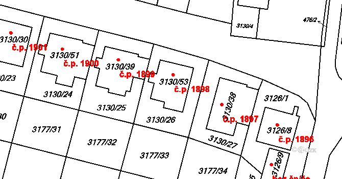 Tachov 1898 na parcele st. 3130/53 v KÚ Tachov, Katastrální mapa