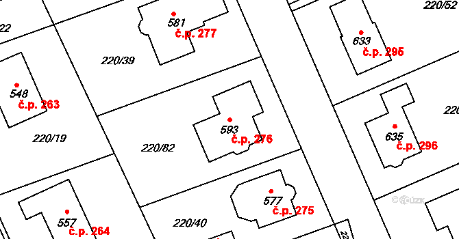 Dolní Libchavy 276, Libchavy na parcele st. 593 v KÚ Dolní Libchavy, Katastrální mapa