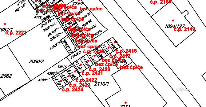 Mizerov 2418, Karviná na parcele st. 2110/4 v KÚ Karviná-město, Katastrální mapa